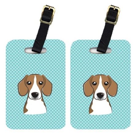 CAROLINES TREASURES Carolines Treasures BB1177BT Pair Of Checkerboard Blue Beagle Luggage Tags BB1177BT